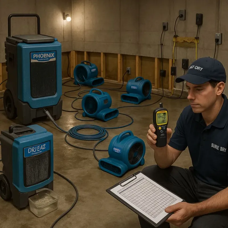 Structural Drying and Dehumidification process in Galion, OH